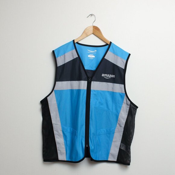 Amazon Employee High Visibility Safety Vest Mens XL Blue Full Zip Reflective - Picture 1 of 9